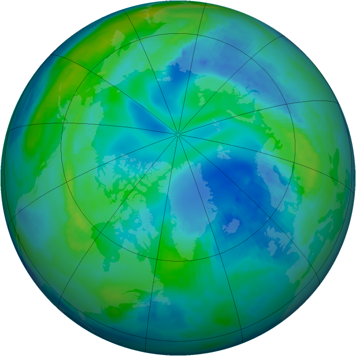 Arctic ozone map for 28 October 1997